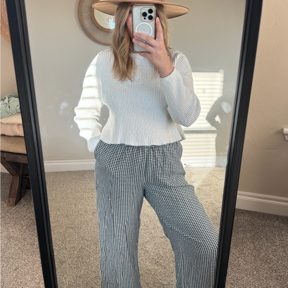 a new day Black & White Gingham Wide-Leg Pants